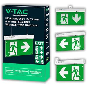 V-TAC 4-in-1 led-noodlamp voor plafond en muur, zichtbaar vanaf 30 m, zelftestknop, noodverlichting en nooduitgangen, exit 4 signalering inbegrepen licht 6000 K V-TAC 4-in-1 led-noodlamp voor plafond en muur, zichtbaar vanaf 30 m, zelftestknop, noodverlichting en nooduitgangen, exit 4 signalering inbegrepen licht 6000 K
