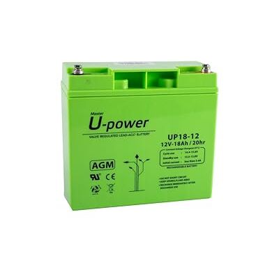 Master U-Power U-Power AGM verzegelde oplaadbare loodaccu 12 V 18 Ah algemeen gebruik als alarmen, UPS/SAI, veiligheid, speelgoed enz. M6 metrische schroefklem Master U-Power U-Power AGM verzegelde oplaadbare loodaccu 12 V 18 Ah algemeen gebruik als alarmen, UPS/SAI, veiligheid, speelgoed enz. M6 metrische schroefklem