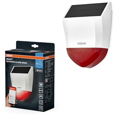 OSRAM SMART+ WiFi buitensirene, 95 dB, zonne-energie, oplaadbaar, 2 luidsprekers, anti-sabotage-alarm, IP65, app-bediening, Alexa/Google OSRAM SMART+ WiFi buitensirene, 95 dB, zonne-energie, oplaadbaar, 2 luidsprekers, anti-sabotage-alarm, IP65, app-bediening, Alexa/Google