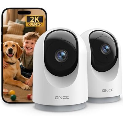 GNCC Bewakingscamera wifi voor binnen, 2 K, 3 MP, voor baby/dieren (2 stuks 2,4 G/5 GHz WiFi, infrarood nachtzicht, SD/Cloud, 360° PTZ, bidirectionele audio, bewegingsdetectie, alarm, Alexa GNCC Bewakingscamera wifi voor binnen, 2 K, 3 MP, voor baby/dieren (2 stuks 2,4 G/5 GHz WiFi, infrarood nachtzicht, SD/Cloud, 360° PTZ, bidirectionele audio, bewegingsdetectie, alarm, Alexa