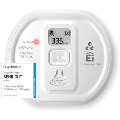 Ei Electronics Ei208D CO Koolmonoxidemelder met display en 10 jaar batterij, wit, één maat Ei Electronics Ei208D CO Koolmonoxidemelder met display en 10 jaar batterij, wit, één maat