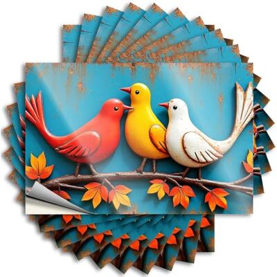 MZBS Accessoires de bar citation Man Cave – Couverture de billard occidentale trois oiseaux colorés perchés sur des feuilles d'automne (6 x 9 cm) MZBS Accessoires de bar citation Man Cave – Couverture de billard occidentale trois oiseaux colorés perchés sur des feuilles d'automne (6 x 9 cm)