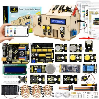 KEYESTUDIO Smart Home Kit Ultimate Starter Kit, compatibel met Arduino Iot meest complete elektronica-projectbouwset met UN0 R3 microcontroller board en accessoires KEYESTUDIO Smart Home Kit Ultimate Starter Kit, compatibel met Arduino Iot meest complete elektronica-projectbouwset met UN0 R3 microcontroller board en accessoires