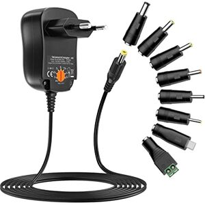 Zolt 12 W universele netadapter AC naar DC 3 V 4,5 V 5 V 6 V 7,5 V 9 V 12 V 1 A voeding transformator met 8 DC-aansluitingen voor huishoudelijke elektronica, max. 1000 mA. Zolt 12 W universele netadapter AC naar DC 3 V 4,5 V 5 V 6 V 7,5 V 9 V 12 V 1 A voeding transformator met 8 DC-aansluitingen voor huishoudelijke elektronica, max. 1000 mA.