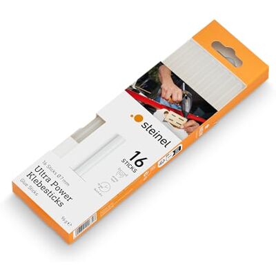 Steinel Lijmstiften Ø 7 mm, lijmstift met kristal, lijmpatroon lengte 150 mm, verpakking van 96 g, 0067647, 16 stuks Steinel Lijmstiften Ø 7 mm, lijmstift met kristal, lijmpatroon lengte 150 mm, verpakking van 96 g, 0067647, 16 stuks