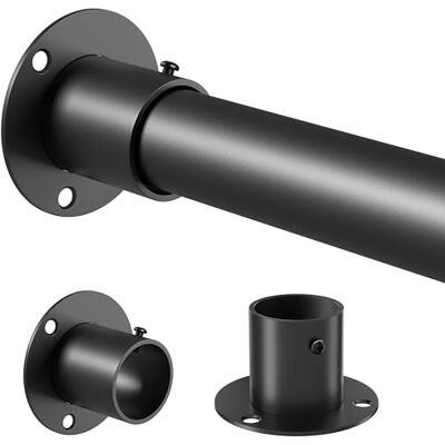 Venwemong Klemstang met boorset en spijkers voor wandmontage, zwart, 84-160 cm, 32 mm Venwemong Klemstang met boorset en spijkers voor wandmontage, zwart, 84-160 cm, 32 mm
