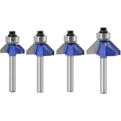 Saharuse 1/4 stuks 6 mm schacht 45 graden afschuining router frees rand vormen schuine houtfrees voor houtboren (4 stuks) Saharuse 1/4 stuks 6 mm schacht 45 graden afschuining router frees rand vormen schuine houtfrees voor houtboren (4 stuks)