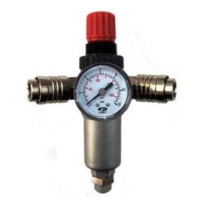 FIAC 950/1 drukregelaar met filter, manometer en twee snelkranen voor luchtcompressoren 0 12 bar FIAC 950/1 drukregelaar met filter, manometer en twee snelkranen voor luchtcompressoren 0 12 bar