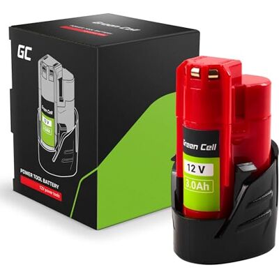 Green Cell (3 Ah 12 V Li-Ion) M12 B3 4932451388 reservebatterij 3000 mAh voor Milwaukee M12 12 V systeem, geen geheugeneffect 48-11-2411 48-11-2420 48-11-2401 48-11-2401 -2440 1 Model 02 48 Green Cell (3 Ah 12 V Li-Ion) M12 B3 4932451388 reservebatterij 3000 mAh voor Milwaukee M12 12 V systeem, geen geheugeneffect 48-11-2411 48-11-2420 48-11-2401 48-11-2401 -2440 1 Model 02 48