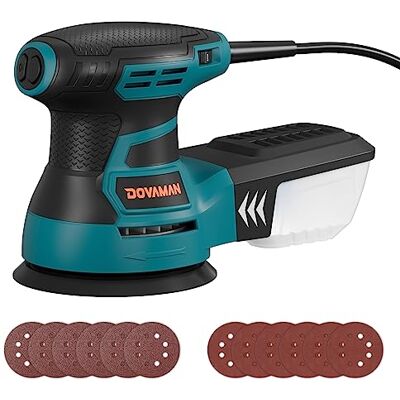 DOVAMAN ROS01A Excentrische schuurmachine, 350 W, 6 variabele snelheden, 13.000 tpm, 12 schuurpapier, 125 mm schuurschijf, stofafzuiging, voor hout en stalen oppervlakken DOVAMAN ROS01A Excentrische schuurmachine, 350 W, 6 variabele snelheden, 13.000 tpm, 12 schuurpapier, 125 mm schuurschijf, stofafzuiging, voor hout en stalen oppervlakken