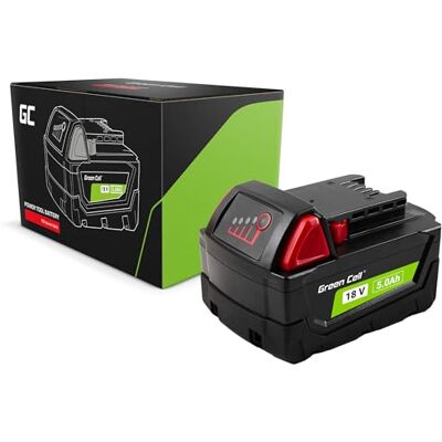Green Cell accu 18 V 5 Ah Li-Ion voor Milwaukee M18 elektrisch gereedschap – krachtig, zeer krachtig en betrouwbaar, vervanging van 4932430483, biedt een duurzame en stabiele stroomvoorziening Green Cell accu 18 V 5 Ah Li-Ion voor Milwaukee M18 elektrisch gereedschap – krachtig, zeer krachtig en betrouwbaar, vervanging van 4932430483, biedt een duurzame en stabiele stroomvoorziening