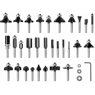 Bosch RBS030MBS Puntenset per router in legno duro met harde metalen punt, 30 stuks Bosch RBS030MBS Puntenset per router in legno duro met harde metalen punt, 30 stuks