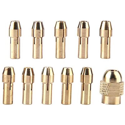 Oumefar 10 stuks messing boorhouder nauwkeurigheid 0,5 – 3,2 mm, 4 jaws, duurzaam, elektrische boor, voor mini elektrische boren, draaigereedschap Oumefar 10 stuks messing boorhouder nauwkeurigheid 0,5 – 3,2 mm, 4 jaws, duurzaam, elektrische boor, voor mini elektrische boren, draaigereedschap