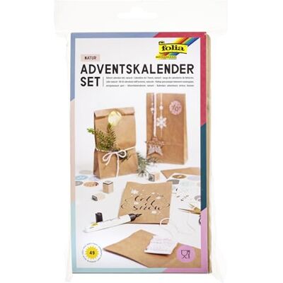 Folia 9402 adventskalender met 24 papieren zakjes in levensmiddelenkwaliteit, natuurlijke kleur, snoer en cijferstickers Folia 9402 adventskalender met 24 papieren zakjes in levensmiddelenkwaliteit, natuurlijke kleur, snoer en cijferstickers