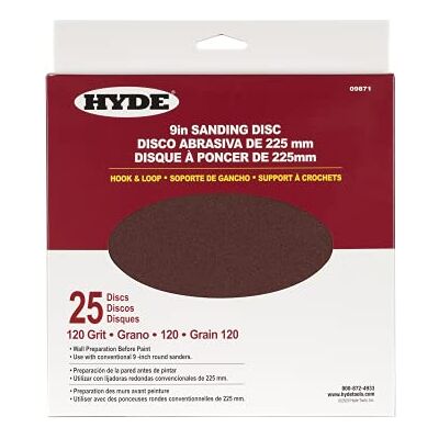 Hyde 25 stuks ronde schuurschijven 22,9 cm korrel 120 voor radiale schuurmachines Hyde 25 stuks ronde schuurschijven 22,9 cm korrel 120 voor radiale schuurmachines