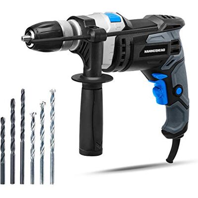 Hammerhead HAHD075 klopboormachine met variabele snelheid 7,5 A 1,27 cm met 3 metalen boren en 3 betonboren Hammerhead HAHD075 klopboormachine met variabele snelheid 7,5 A 1,27 cm met 3 metalen boren en 3 betonboren