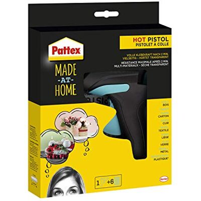 Pattex Made at Home lijmpistool, lijmpistool voor creatief knutselwerk, set bestaande uit 1 smeltlijmpistool en 6 lijmstiften met een diameter van 11 mm Pattex Made at Home lijmpistool, lijmpistool voor creatief knutselwerk, set bestaande uit 1 smeltlijmpistool en 6 lijmstiften met een diameter van 11 mm