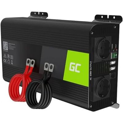 Green Cell Pro Omvormer, 1000 W/2000 W, 12 V, 220 V/230 V, zuivere spanningssinusgolf, auto, zonne-energie, stroom, sinusomvormer DC/AC, omvormer Green Cell Pro Omvormer, 1000 W/2000 W, 12 V, 220 V/230 V, zuivere spanningssinusgolf, auto, zonne-energie, stroom, sinusomvormer DC/AC, omvormer