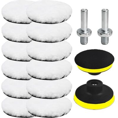 Duoleimi 16 stuks polijstaccessoires 80 mm, polijstset adapter M10 polijstschijf, polijstpads voor haakse slijpers en polijstmachines Duoleimi 16 stuks polijstaccessoires 80 mm, polijstset adapter M10 polijstschijf, polijstpads voor haakse slijpers en polijstmachines