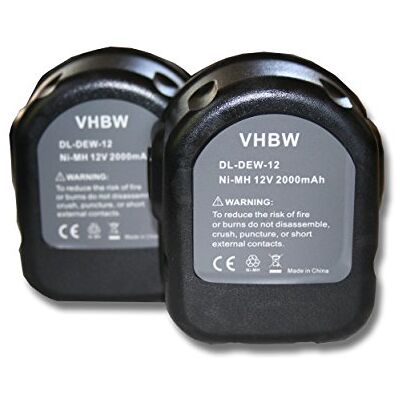 vhbw 2 x reservebatterijen voor Dewalt DE9037 DE9071, DE9074, DE9075, DE9501, DW907, DW9071 voor elektrisch gereedschap (2000mAh NiMH 12V) vhbw 2 x reservebatterijen voor Dewalt DE9037 DE9071, DE9074, DE9075, DE9501, DW907, DW9071 voor elektrisch gereedschap (2000mAh NiMH 12V)