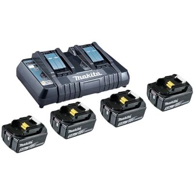 Makita 18 V 4 x 5,0 Ah Li-Ion accu en een dubbele oplader 199483-0 Makita 18 V 4 x 5,0 Ah Li-Ion accu en een dubbele oplader 199483-0