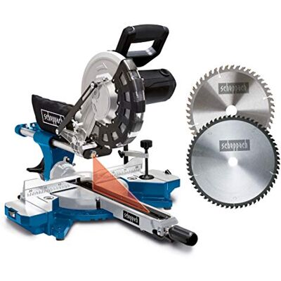 Scheppach HM254 scharnierzaag, met softstart- en laserstart, vermogen 2000 W, zaagbladdiameter 255 mm, zaagbreedte 340 mm x 90 mm, inclusief 2 zaagbladen (HM254) Scheppach HM254 scharnierzaag, met softstart- en laserstart, vermogen 2000 W, zaagbladdiameter 255 mm, zaagbreedte 340 mm x 90 mm, inclusief 2 zaagbladen (HM254)