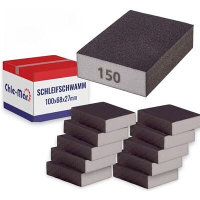 Chle-Mar 10 x schuurspons korrel 150 schuurblok voor hout, metaal en kunststof schuurset voor handmatig slijpen rechthoekige spons voor vlakke en randen Chle-Mar 10 x schuurspons korrel 150 schuurblok voor hout, metaal en kunststof schuurset voor handmatig slijpen rechthoekige spons voor vlakke en randen
