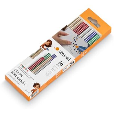 Steinel Glinsterende lijmstiften 85 °C, meerkleurig, 7 mm, 16 stuks, hete lijmpatronen, voor GlueMatic 1007-LT lijmpistool Steinel Glinsterende lijmstiften 85 °C, meerkleurig, 7 mm, 16 stuks, hete lijmpatronen, voor GlueMatic 1007-LT lijmpistool