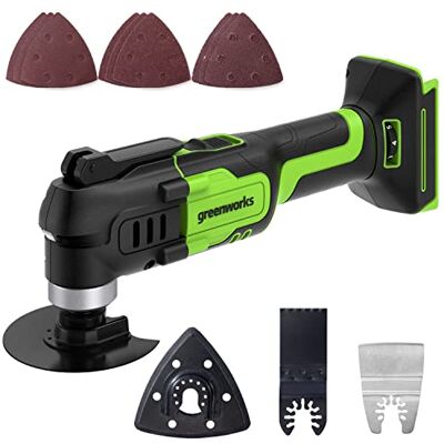 Greenworks multifunctioneel gereedschap 24 V G24MT (Li-Ion 24 V 18.000 oscillaties per minuut, 3° oscillatieboog, variabele snelheid, meswissel zonder gereedschap, ledlamp, zonder accu en oplader) Greenworks multifunctioneel gereedschap 24 V G24MT (Li-Ion 24 V 18.000 oscillaties per minuut, 3° oscillatieboog, variabele snelheid, meswissel zonder gereedschap, ledlamp, zonder accu en oplader)
