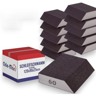 Chle-Mar 10 x schuurspons korrel 60 schuurblok voor hout, metaal en kunststof schuurset voor handmatig slijpen afgeschuinde spons voor randen en moeilijk bereikbare plaatsen Chle-Mar 10 x schuurspons korrel 60 schuurblok voor hout, metaal en kunststof schuurset voor handmatig slijpen afgeschuinde spons voor randen en moeilijk bereikbare plaatsen
