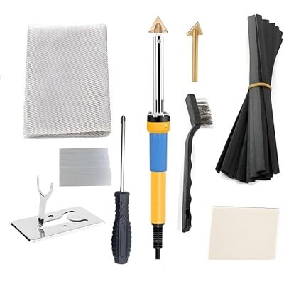 CENPEK Kunststof lasset, 80 W, kunststof soldeerset voor bumper, kajakreparatie, twee eindkappen, één net, metalen standaard, zwarte en witte stangen, 220 V CENPEK Kunststof lasset, 80 W, kunststof soldeerset voor bumper, kajakreparatie, twee eindkappen, één net, metalen standaard, zwarte en witte stangen, 220 V