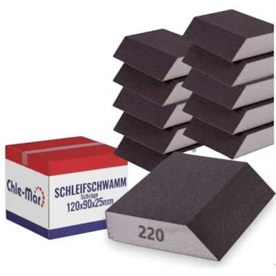 Chle-Mar 10 x schuurspons korrel 220 schuurblok voor hout, metaal en kunststof schuurset voor handmatig slijpen afgeschuinde spons voor randen en moeilijk bereikbare plaatsen Chle-Mar 10 x schuurspons korrel 220 schuurblok voor hout, metaal en kunststof schuurset voor handmatig slijpen afgeschuinde spons voor randen en moeilijk bereikbare plaatsen