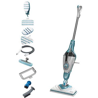 Black & Decker BHSM166DSM-QS Stoommop met handreiniger en Steamitt-handschoen 11 multifunctionele accessoires 1600 W, 13,87 sec opwarmtijd, 500 ml tank, wit en blauw Comprend un gant de nettoyage SteaMitt et 11 accessoires Black & Decker BHSM166DSM-QS Stoommop met handreiniger en Steamitt-handschoen 11 multifunctionele accessoires 1600 W, 13,87 sec opwarmtijd, 500 ml tank, wit en blauw Comprend un gant de nettoyage SteaMitt et 11 accessoires