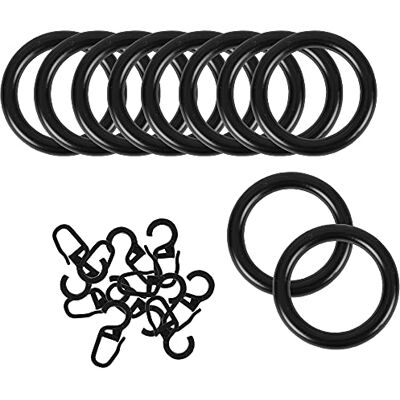 Bestlivings 50 stuks gordijnringen met plooihaken, voor universele band/plooiband, diameter 40 mm, kleur: zwart Bestlivings 50 stuks gordijnringen met plooihaken, voor universele band/plooiband, diameter 40 mm, kleur: zwart
