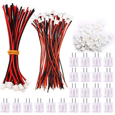 HUAZIZ 50 paar Mini Micro Jst 2.0 Ph 2-polige stekker, 2-polig, met draden, 100 mm HUAZIZ 50 paar Mini Micro Jst 2.0 Ph 2-polige stekker, 2-polig, met draden, 100 mm