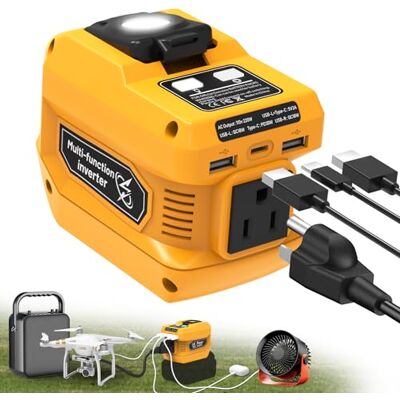 PlantPalGear 220 W stroomomvormer voor Dewalt 20 V batterij, DC 20 V naar AC 110 V, draagbare powerstation generator met 1 AC-stopcontact, 2 USB-poorten en 1 snel opladen PlantPalGear 220 W stroomomvormer voor Dewalt 20 V batterij, DC 20 V naar AC 110 V, draagbare powerstation generator met 1 AC-stopcontact, 2 USB-poorten en 1 snel opladen
