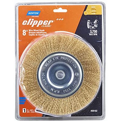 Symantec Draadborstel Clipper 20,3 cm voor haakse slijper, messingborstel voor reiniging, metalen borstel met golfdraad Symantec Draadborstel Clipper 20,3 cm voor haakse slijper, messingborstel voor reiniging, metalen borstel met golfdraad