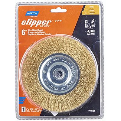 Symantec Clipper draadborstel 15,2 cm voor haakse slijper, messingborstel voor reiniging, draadborstel met krimpdraad, 1 stuk Symantec Clipper draadborstel 15,2 cm voor haakse slijper, messingborstel voor reiniging, draadborstel met krimpdraad, 1 stuk