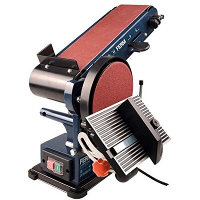 Ferm Stationaire schuurmachine, 350 W, 150 mm, met 2 schuurbanden (P80 en P120) en 2 slijpschijven (P80 en P120) Ferm Stationaire schuurmachine, 350 W, 150 mm, met 2 schuurbanden (P80 en P120) en 2 slijpschijven (P80 en P120)