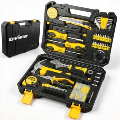 Enventor Gereedschapsset 128-delig, gereedschapskoffer voor thuis en Veelzijdige gereedschapsset met opbergdoos voor doe-het-zelvers en particulieren Enventor Gereedschapsset 128-delig, gereedschapskoffer voor thuis en Veelzijdige gereedschapsset met opbergdoos voor doe-het-zelvers en particulieren