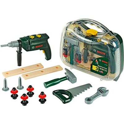Klein Theo 8416 Bosch gereedschapskoffer I 16-delige gereedschapsset I Incl. boormachine op batterijen, met licht en geluidseffecten I Voor kinderen vanaf 3 jaar Klein Theo 8416 Bosch gereedschapskoffer I 16-delige gereedschapsset I Incl. boormachine op batterijen, met licht en geluidseffecten I Voor kinderen vanaf 3 jaar