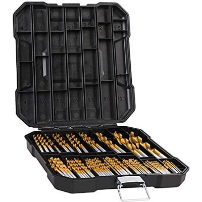 PLATINUMEDGE 99 stuks titanium spiraalboren met 135° punt, grootte van 1,5 mm tot 10 mm, ideaal boren in hout/gietijzer/aluminium PLATINUMEDGE 99 stuks titanium spiraalboren met 135° punt, grootte van 1,5 mm tot 10 mm, ideaal boren in hout/gietijzer/aluminium