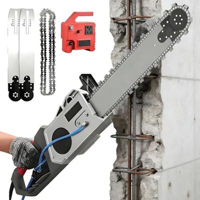 NzEupno Robuuste kettingzaag voor beton, elektrische wandfrees, zaagdiepte 35/48 cm, met 2 diamantmessen voor bouwstenen, tegels, watersnijden zonder stof, 35 cm NzEupno Robuuste kettingzaag voor beton, elektrische wandfrees, zaagdiepte 35/48 cm, met 2 diamantmessen voor bouwstenen, tegels, watersnijden zonder stof, 35 cm