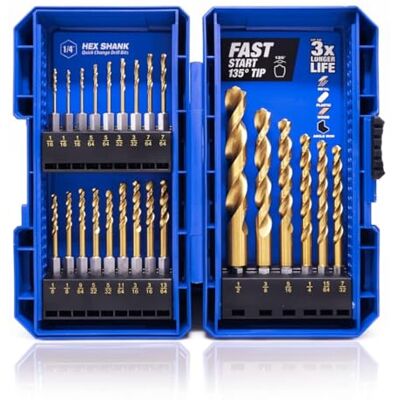 JEFE HEX Set van 24 zeskantboren voor slagschroevendraaier, HSS-spiraalboor van titanium voor metalen zeskantaandrijving, snelwisselboor, ideaal voor staal, JEFE HEX Set van 24 zeskantboren voor slagschroevendraaier, HSS-spiraalboor van titanium voor metalen zeskantaandrijving, snelwisselboor, ideaal voor staal,