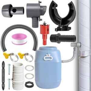 PORFOYO Regenwaterverzamelaar, vulset voor regenton van 70 tot 110 mm, regenpijpaftakset met 1 m slang, 45 mm kroonboor en montagetoebehoren, voor PORFOYO Regenwaterverzamelaar, vulset voor regenton van 70 tot 110 mm, regenpijpaftakset met 1 m slang, 45 mm kroonboor en montagetoebehoren, voor