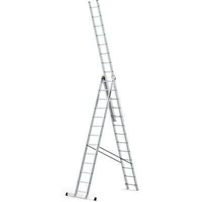 DRABEST PRO Sèries Multifunctionele ladder van aluminium, 3 x 13, trapladder met drie delen, tot 150 kg, werkhoogte 8,61 m, vouwladder, inclusief emmerhaak DRABEST PRO Sèries Multifunctionele ladder van aluminium, 3 x 13, trapladder met drie delen, tot 150 kg, werkhoogte 8,61 m, vouwladder, inclusief emmerhaak