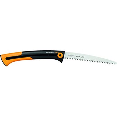 Fiskars Grote intrekbare takkenzaag, voor groen hout, intrekbaar lemmet, grote tanden, treksnede, lengte lemmet: 25,5 cm, roestvrij staal, zwart/oranje, Xtract, SW75, 1000614 Fiskars Grote intrekbare takkenzaag, voor groen hout, intrekbaar lemmet, grote tanden, treksnede, lengte lemmet: 25,5 cm, roestvrij staal, zwart/oranje, Xtract, SW75, 1000614