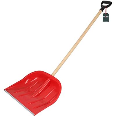 KOTARBAU ® Sneeuwschep 47 cm met houten handvat, schep van versterkt kunststof met metalen fittingen met ergonomische handgreep, rood, 135 cm KOTARBAU ® Sneeuwschep 47 cm met houten handvat, schep van versterkt kunststof met metalen fittingen met ergonomische handgreep, rood, 135 cm