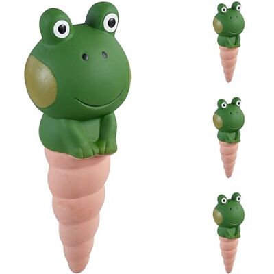 Relaxdays 4 stuks kleikegels, 100 ml, bewateringshulp voor kamerplanten, kikkermotief, kleipunten, terracotta/groen Relaxdays 4 stuks kleikegels, 100 ml, bewateringshulp voor kamerplanten, kikkermotief, kleipunten, terracotta/groen