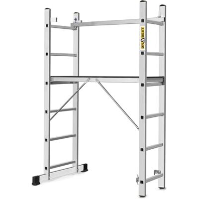 DRABEST BASIC Aluminium steigertoren 2x6 Mini-steigertoren met werkplatform 33 x 114 cm duurzaam, robuust en licht 46 x 161 x 14 cm DRABEST BASIC Aluminium steigertoren 2x6 Mini-steigertoren met werkplatform 33 x 114 cm duurzaam, robuust en licht 46 x 161 x 14 cm